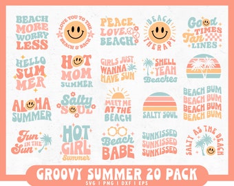 Retro Summer svg Bundle  | Beach Summer SVG | Summer Quotes SVG Bundle | Hello Summer svg | Groovy Summer SVG | Vacation svg Cricut, Clipart
