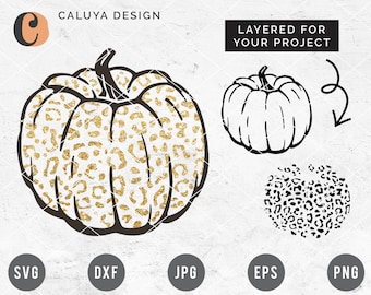 Layered Leopard Pumpkin SVG Cut File for Cricut and Cameo Silhouette | Glitter Leopard Pumpkin Printable | Leopard Pumpkin Fall SVG Cut File