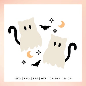 Halloween Cat Ghost SVG | Cute Ghost SVG, Sheet Ghost SVG, Cat Lover svg, Cute Halloween svg, Spooky Vibes svg, Spooky Season svg, cup wrap