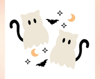 Halloween Cat Ghost SVG | Cute Ghost SVG, Sheet Ghost SVG, Cat Lover svg, Cute Halloween svg, Spooky Vibes svg, Spooky Season svg, cup wrap
