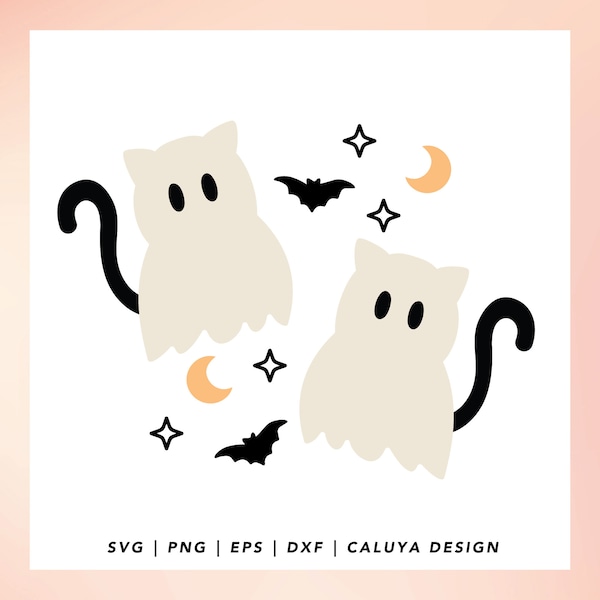 Halloween Cat Ghost SVG | Cute Ghost SVG, Sheet Ghost SVG, Cat Lover svg, Cute Halloween svg, Spooky Vibes svg, Spooky Season svg, cup wrap
