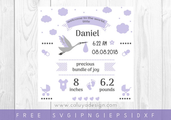 FREE SVG & PNG Link Baby Birth Stats Board Cut Files svg ...