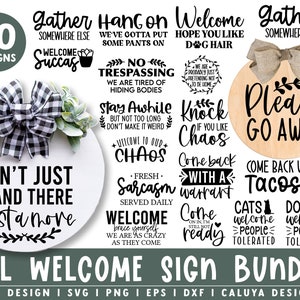 Welcome Sign SVG Bundle | Porch Sgin SVG | Welcome SVG | Funny Home Sign svg | Dog Mom svg | Circle Sign svg Cricut, Cameo Silhouette