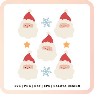 Santa Face SVG | Cute Christmas SVG, Cute Santa Clipart png, DIY Holiday Gift for Kids, Santa Claus svg, Libbey Can Wrap, Sublimation Craft