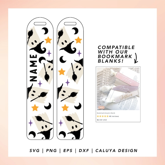 Halloween Bookmark SVG, Bookmark template SVG, Halloween witch SVG, Cute Ghost svg, Bookmark Kids svg, Cute Witch svg, Cute Halloween svg