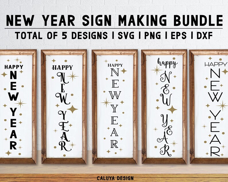 Neujahr Schild machen SVG-Schnitt-Datei-Bundle Neujahr SVG Neujahr DIY Schilderherstellung Neujahr Zeichen Design Bundle Vektor-Neujahrs-Zeichen Bild 1