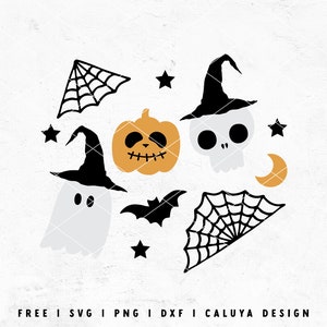 Cute Halloween SVG | Spooky Season SVG | Cute Ghost SVG | Retro Halloween svg | Cute Skull svg | Free svg for Cricut, Cameo Silhouette
