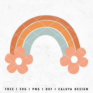 Boho Rainbow SVG | Daisy SVG | Retro Rainbow SVG | Hippie svg | Aesthetic Rainbow svg | Baby shower Free svg for Cricut, Cameo Silhouette