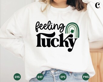 Feeling Lucky SVG | St Patricks Day SVG | Shamrock SVG | Clover svg | St Patricks Rainbow svg | Lucky Cut File for Cricut, Cameo Silhouette