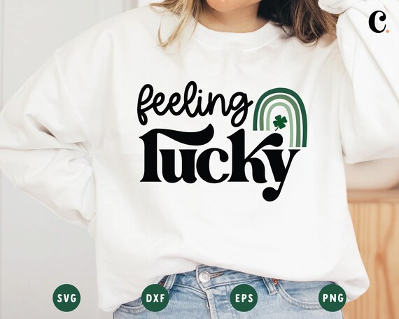 Feeling Lucky SVG | St Patricks Day SVG | Shamrock SVG | Clover svg | St Patricks Rainbow svg | Lucky Cut File for Cricut, Cameo Silhouette