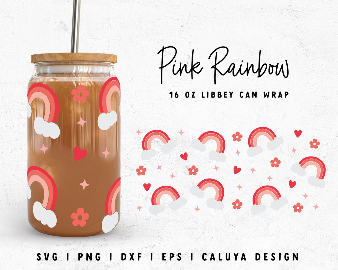 Boho Rainbow SVG | Valentine Libbey Can Wrap Svg | Rainbow Glass Can ...