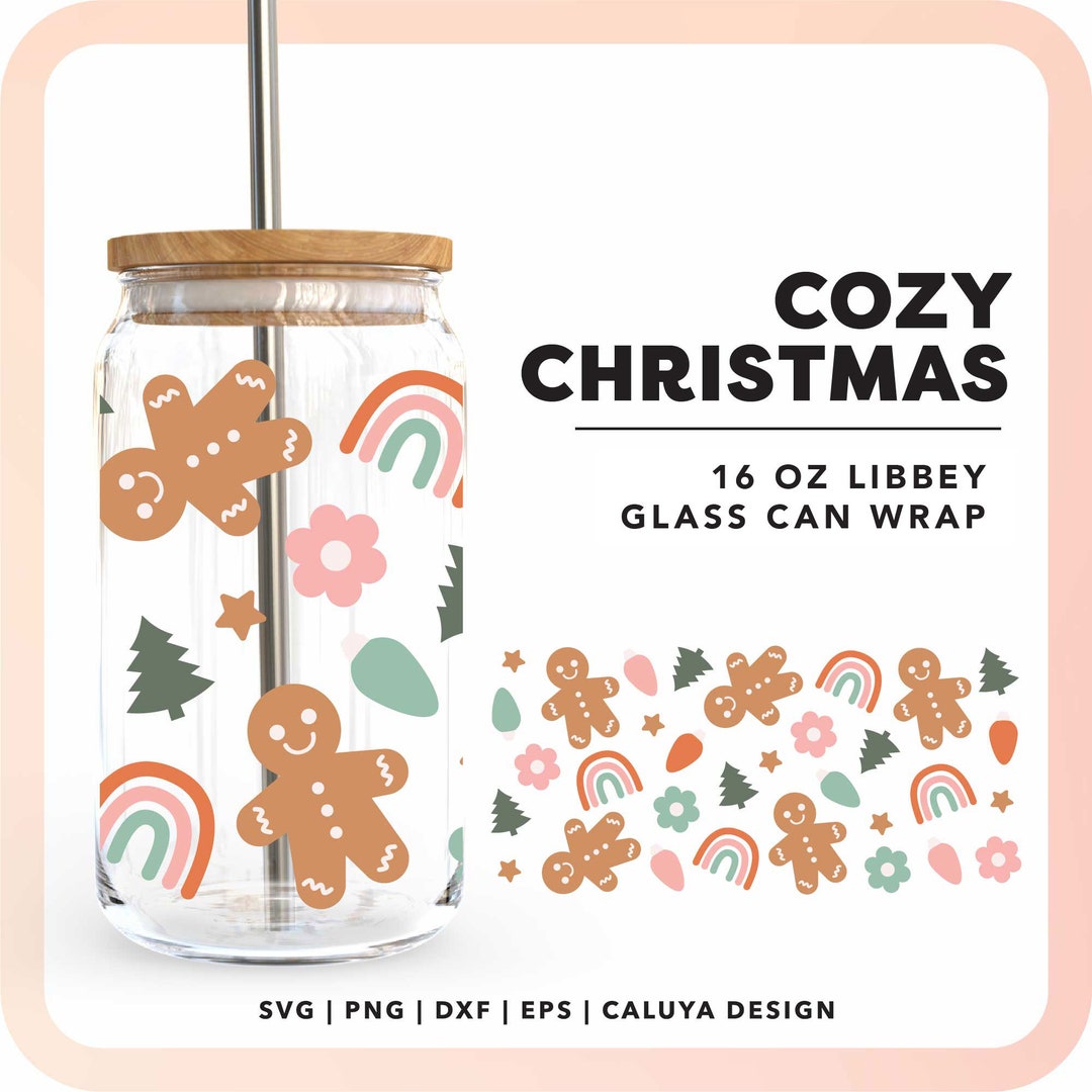 16oz Cozy Christmas Libbey Can Wrap SVG | Gingerbread Man SVG, Retro ...