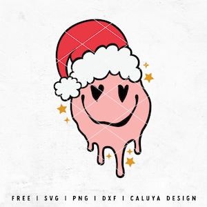 Groovy Christmas SVG | Melting Smiley Face SVG | Santa Hat SVG | Retro Christmas svg | Cute Christmas svg | Santa Cricut, Cameo Silhouette