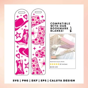 Bookmark Template SVG | Pink Cowgirl SVG | Western Girly SVG | Pink Cowgirl Hat svg | Cute Printable Bookmark | Bookmark Sublimation png