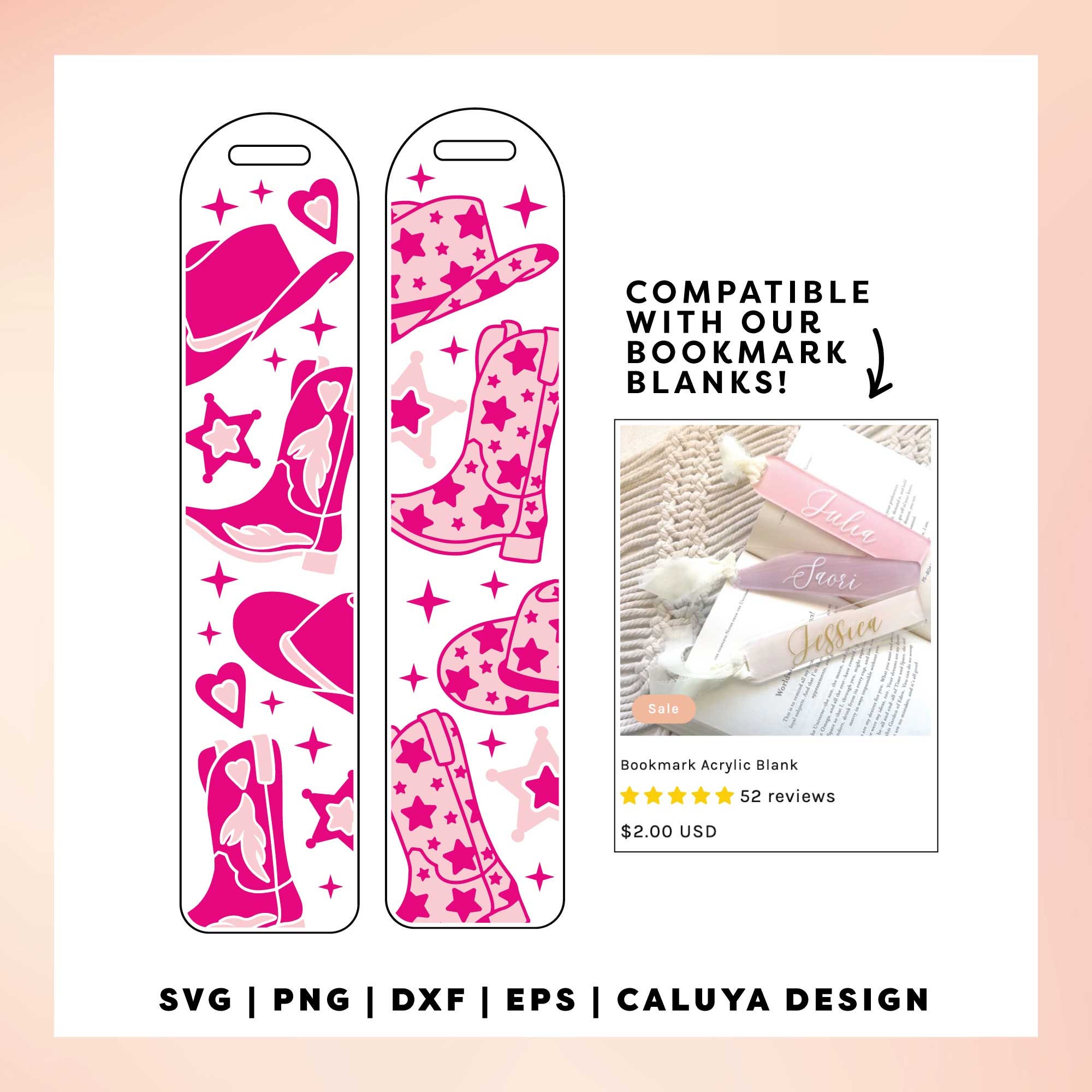 Bookmark Template SVG | Pink Cowgirl SVG | Western Girly SVG | Pink ...