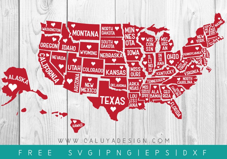 Download FREE SVG & PNG Link 50 states and D.C. Cut Files svg png ...
