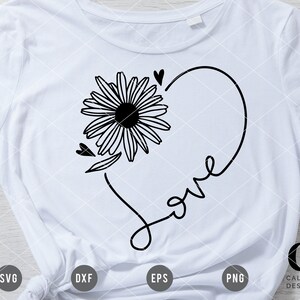 Gänseblümchen Herz SVG | Botanische SVG | Blumen Herz svg | Muttertag svg | Mom Shirt svg | Geschenk für sie svg | Liebe svg Cricut, Cameo Silhouette
