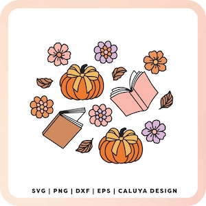 Fall Pumpkin  SVG | Fall Reading SVG | Book Lovers SVG | Cozy Fall Book svg | Pumpkin with Book svg | Autumn Book svg | Fall Bookish Girl