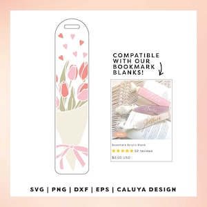 Bookmark Template SVG | Tulip Flower svg | Flower Bouquet svg | Floral Bookmark svg | Printable Bookmark | Book Lover svg | Sublimation png