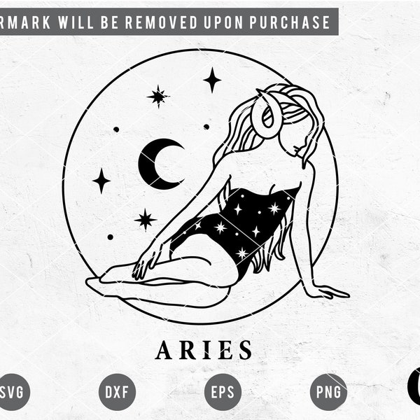 Aries Zodiac Sign SVG Cutting File for Cricut, Cameo Silhouette | Astrology, Horoscope, Constellation, Mystical Goddess Printable File