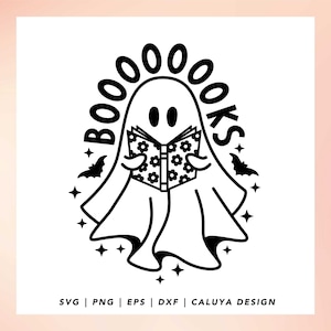 Cute Ghost SVG Book Lover Cute Ghost SVG, Halloween Ghost Book Nerd svg, Read More Books svg, Spooky Season svg, Retro Book Ghost svg