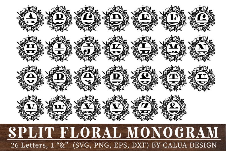 Download Split Floral Monogram SVG Cut File Bundle Deal Cut File ...