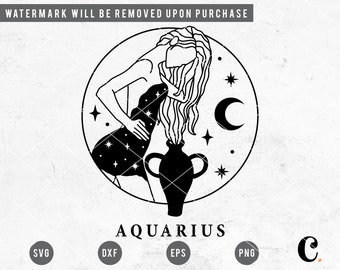 Aquarius SVG | Aquarius Zodiac SVG | Astrology SVG | Horoscope svg | Constellation svg | Mystical Goddess svg | Zodiac Birthday svg Cricut