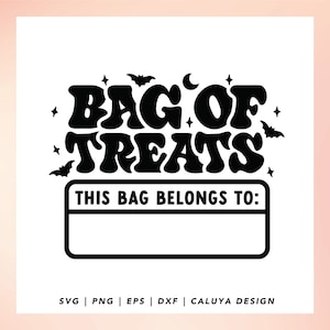 Bag Of Treats SVG | Trick Or Treat SVG | Personalized Halloween Bag svg | Kids Halloween SVG | Retro Halloween svg Cricut, Cameo silhouette