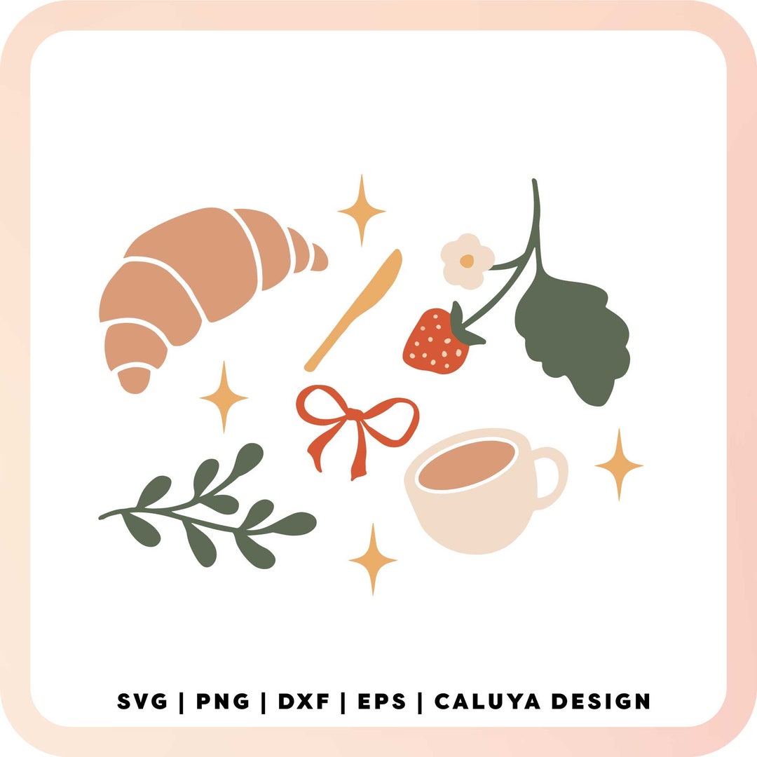 Coquette Bow SVG | Cozy Croissant SVG | Tea Time Svg | Cottage-core SVG ...