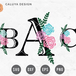 Floral Alphabet Cut Files, svg, png, dxf, eps | Cricut, Cameo Silhouette | Wedding Monogram, Floral Monogram, Flower Letters Cut File SVG