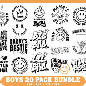 Groovy Toddler Boy SVG Bundle | baby onesie svg, Cool Kid SVG, mamas boy svg, birthday boy svg | Trendy Boy SVG | On My Moms Last Nerve svg