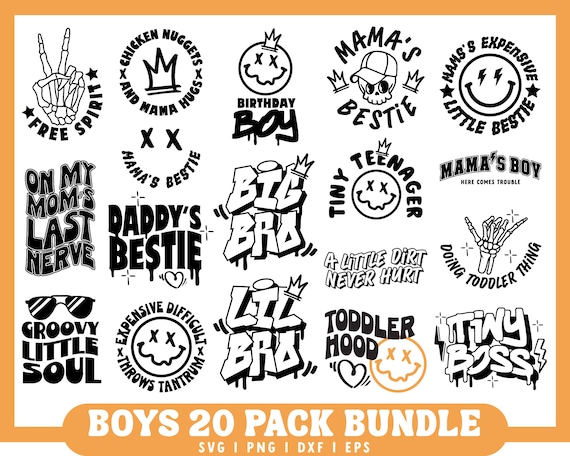 Groovy Toddler Boy SVG Bundle | baby onesie svg, Cool Kid SVG, mamas boy svg, birthday boy svg | Trendy Boy SVG | On My Moms Last Nerve svg