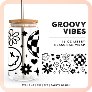Y2K Libbey Can Wrap SVG | Retro Glass Can Wrap SVG | beer can glass wrap png svg | 16oz glass can wrap svg | mom glass can wrap svg Smiley