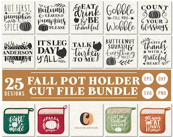 Fall Pot Holder SVG | Fall kitchen SVG | Fall Kitchen Towel SVG | Thanksgiving svg | Pumpkin svg | Autumn svg  for Cricut, Cameo Silhouette