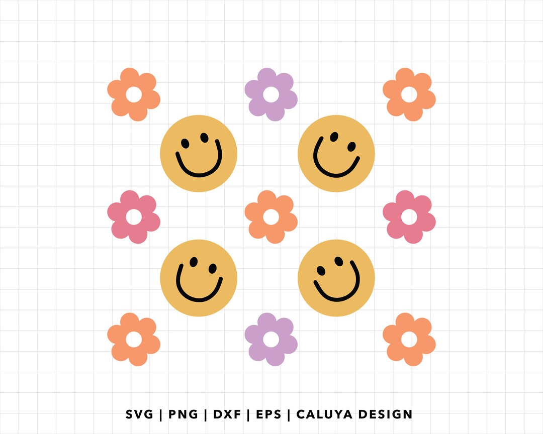 Cute Retro Flower SVG Groovy Smiley Face SVG Retro Libbey - Etsy