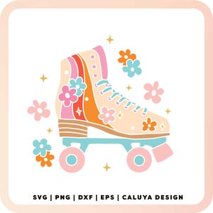 Retro Groovy Roller Skate SVG | Girl Roller Skater SVG | Roller Blade SVG | Roller Skate Png Clip Art | Skating Girl svg | Trendy Skater svg