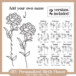 birth month flower svg | Birthday Flower SVG | Birth Flower SVG Bundle | Birth Flower Monogram svg | DIY Birth Month Flower svg | diy gift