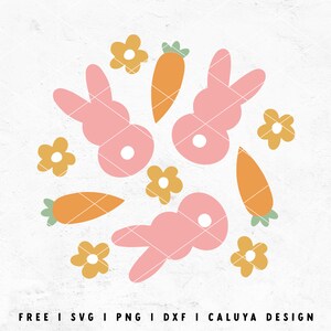Puede incluir: Un dise&ntilde;o digital con conejos rosas, zanahorias naranjas y flores amarillas. El dise&ntilde;o es perfecto para manualidades y decoraciones de Pascua.
