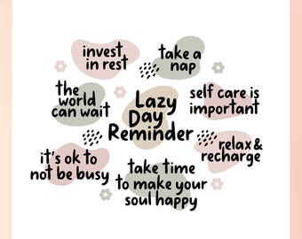 Lazy Day Affirmation SVG | Mental Health Reminder SVG | Self-Love SVG, Glass Can Wrap with Affirmation svg | Inspirational, Positive Quote