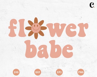 フラワーベイブ SVG | フラワースマイリーフェイス SVG | ヒッピー SVG | ベビーシャワー SVG | 新生児 SVG | ベビーワンジー SVG | カットファイル Cricut、カメオシルエット