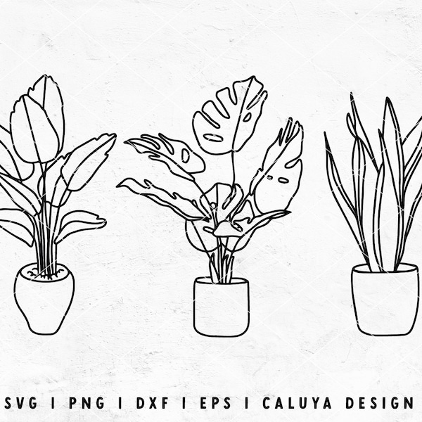 Line Art SVG | House Plant SVG | Monstera SVG | Plant Lady svg | Plant Line Art svg | Botanical svg | Free svg For Cricut, Cameo Silhouette