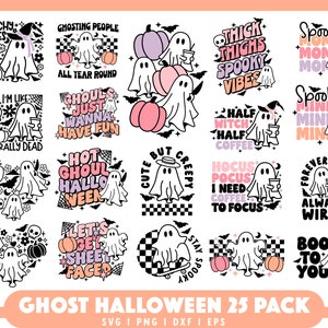 Halloween Ghost SVG Bundle, cute ghost svg file, ghost pumpkin svg, Retro Halloween SVG, Ghouls svg, Halloween shirt svg, Trendy Halloween