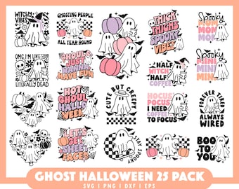 Halloween Ghost SVG Bundle, cute ghost svg file, ghost pumpkin svg, Retro Halloween SVG, Ghouls svg, Halloween shirt svg, Trendy Halloween