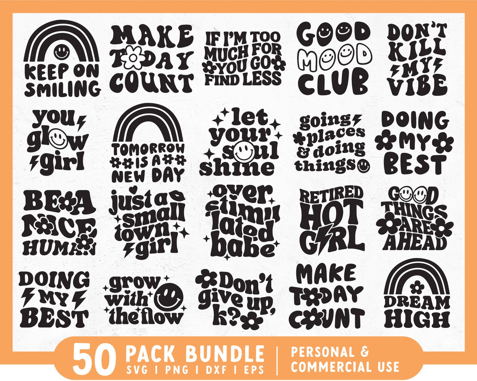 Groovy SVG Bundle | Hippie SVG | Aesthetic SVG | Smiley Face Svg ...