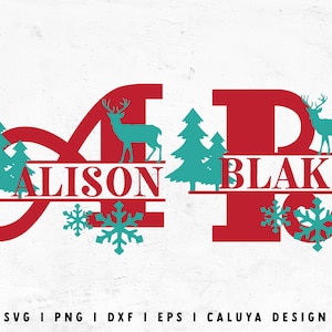 Christmas Monogram SVG | Christmas Alphabet SVG | Christmas Split Monogram svg | Christmas Gift Making SVG | Snowflakes svg | Reindeer svg