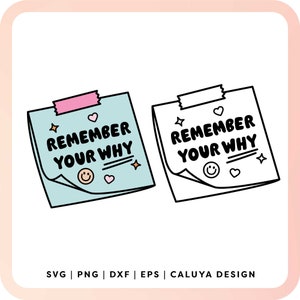 Sticky Note SVG | Inspirational Quote SVG | Retro Motivational Quote SVG | Remember Your Why svg | Groovy Quote svg | Quote Sublimation png
