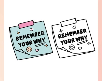 Sticky Note SVG | Inspirational Quote SVG | Retro Motivational Quote SVG | Remember Your Why svg | Groovy Quote svg | Quote Sublimation png