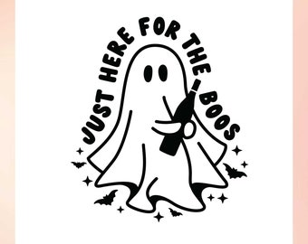 BUY 5 GET 30% off | Cute Ghost SVG, Just Here For The Boos svg, Boo Sheet svg, Boo Ghost svg, Funny Halloween Ghost svg, Ghost with Wine svg