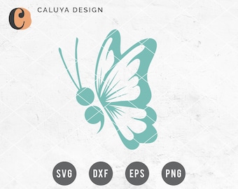 May include: A teal blue butterfly with a semicolon in the center of its body. The butterfly is facing to the right and has its wings spread out.