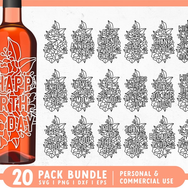 Wine Bottle SVG | Wine Gift Bag SVG | Birthday Gift SVG | Bridesmaids svg | Made of honor svg | diy gift svg | Bottle Decoration svg Cricut